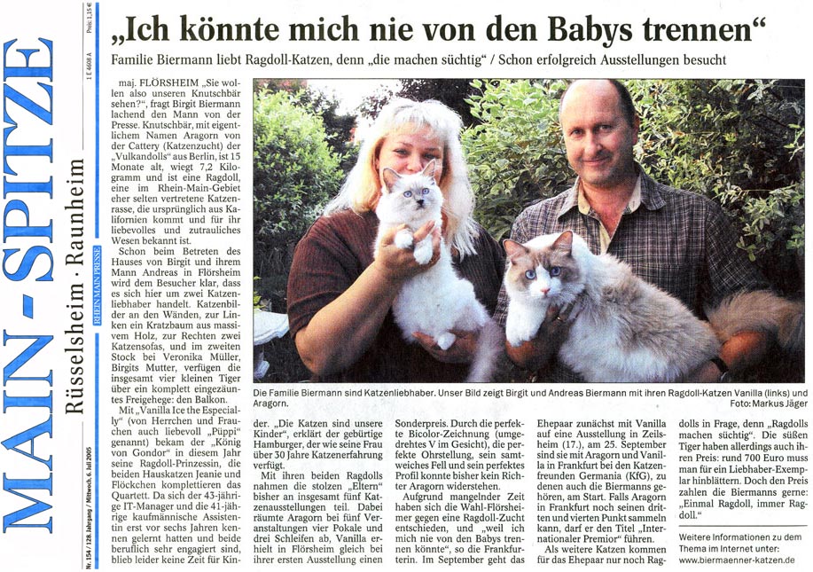 Artikel der 'Main-Spitze' vom 06.07.2005